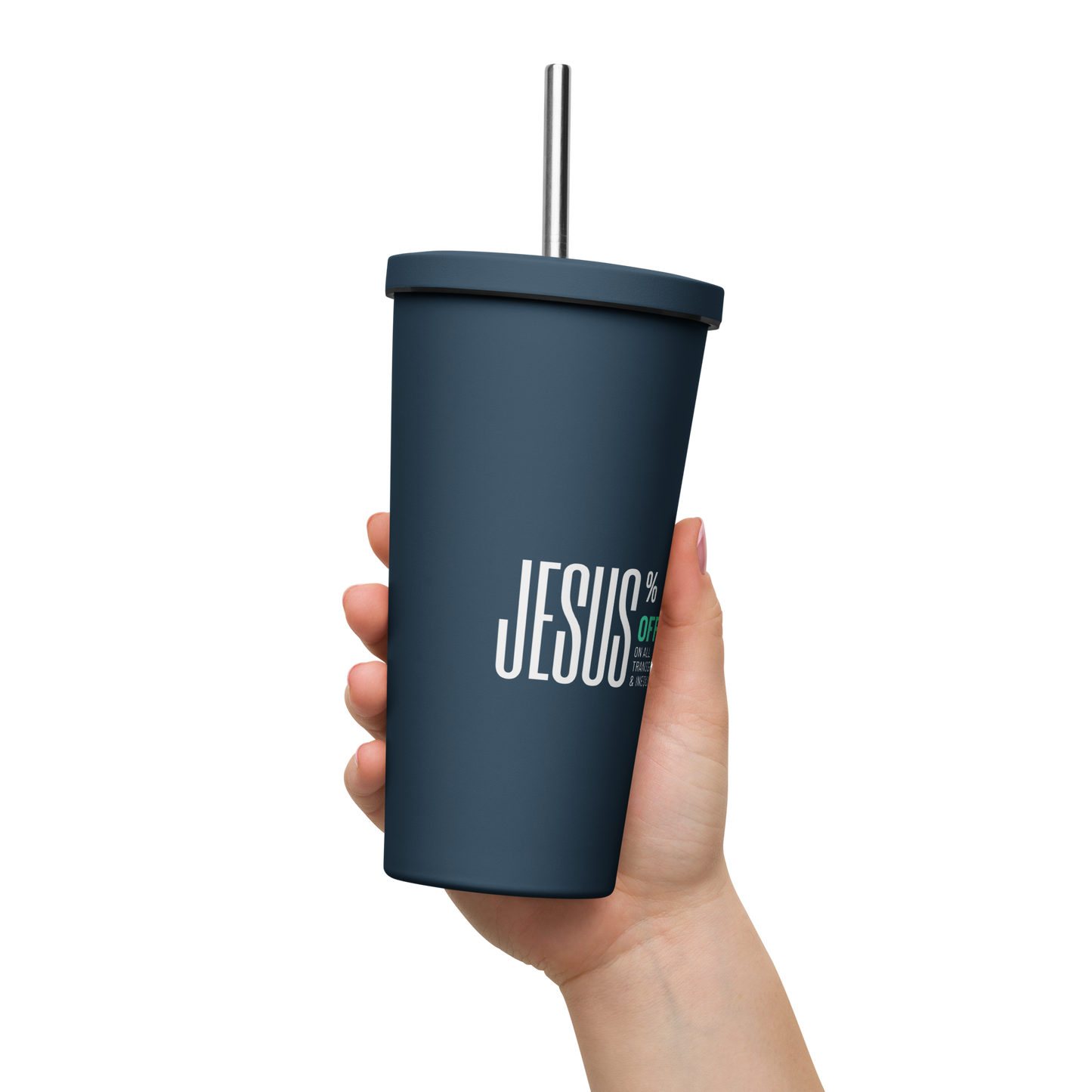 SUFFICIENT GRACE Insulated tumbler with a straw