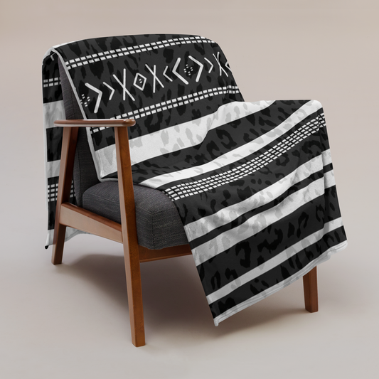 Black and white Tribal cheetah print watermark Throw Blanket