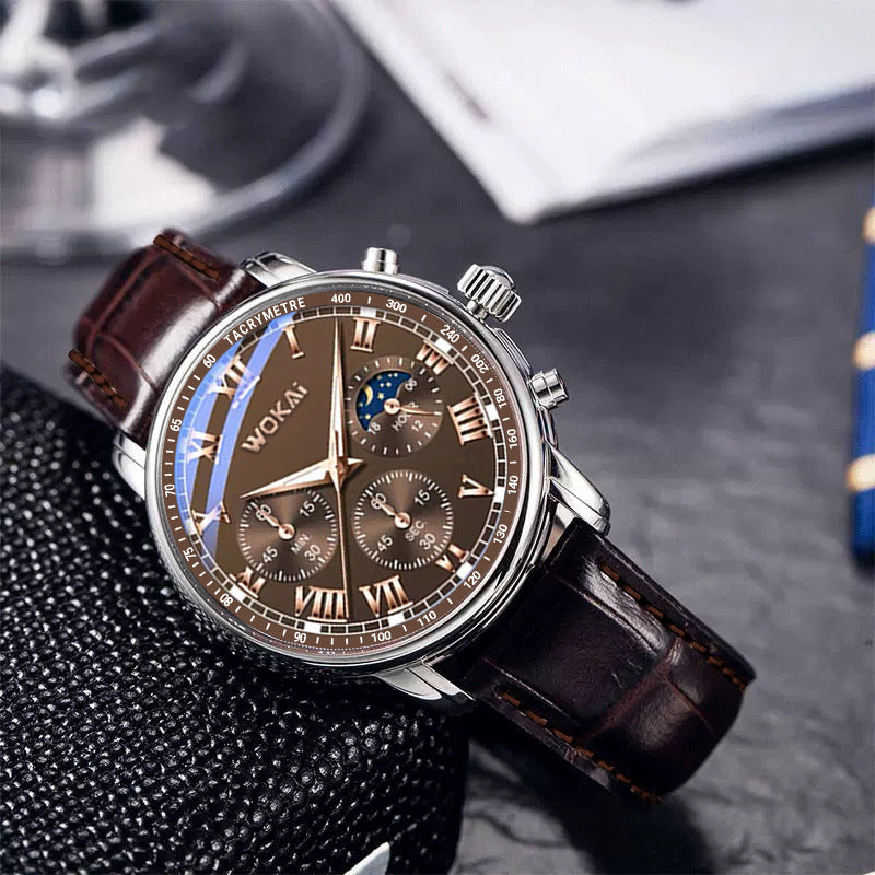 Men's WOKAI Quartz Watch with Leather Strap