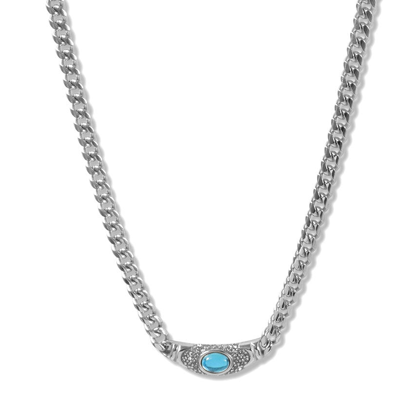 Fashion Stainless Steel Zircon Necklace with Gold Plating