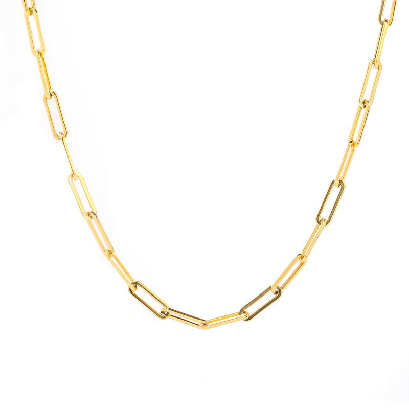 Stainless Steel Gold Plated Paperclip Necklace