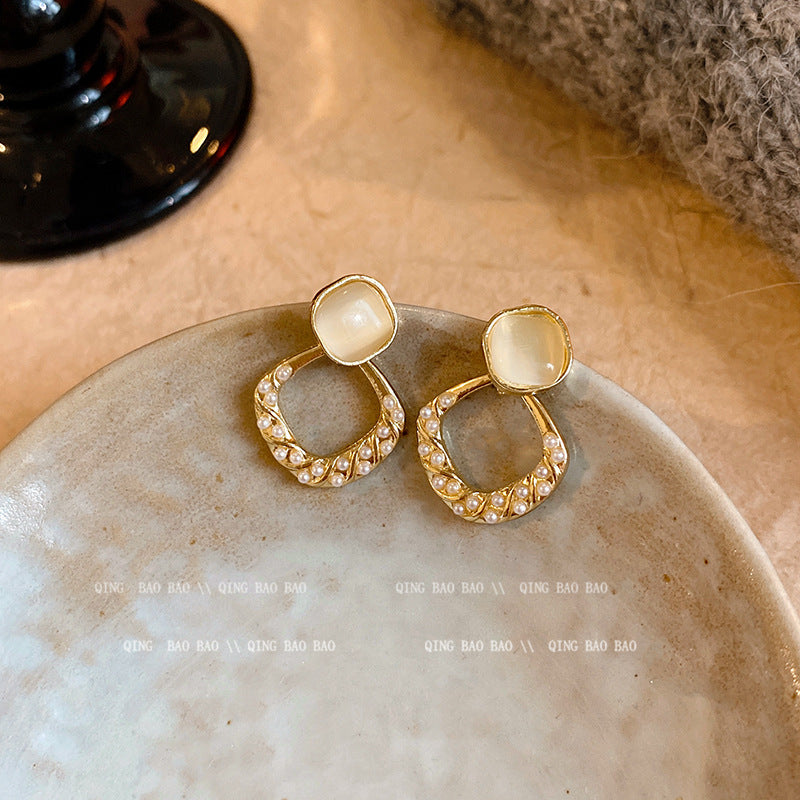 925 Sterling Silver Needle Pearl Earrings