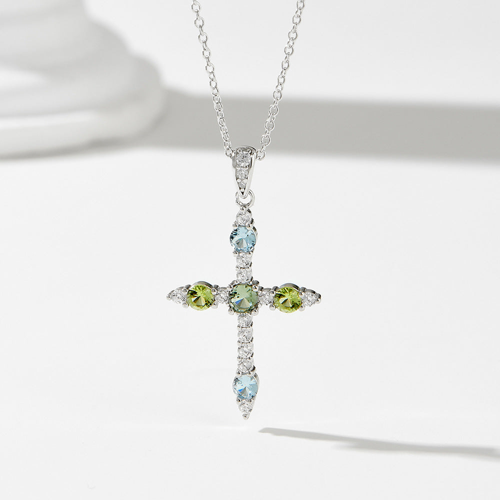 Cross Pendant Necklace with Zircon