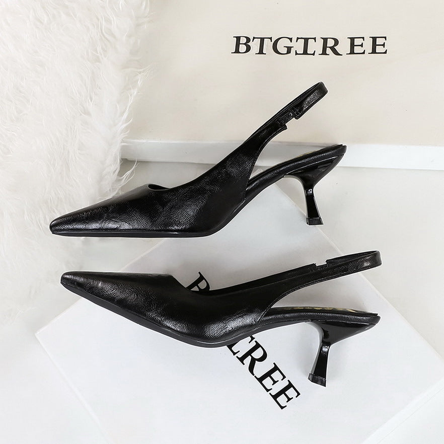 Leopard print low-heeled women's shoes