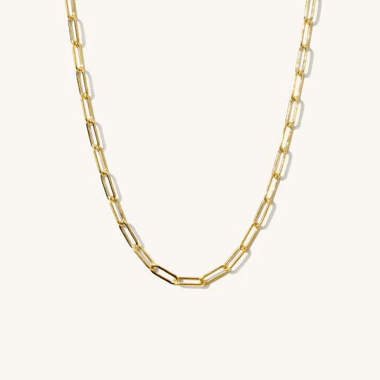 Stainless Steel Gold Plated Paperclip Necklace