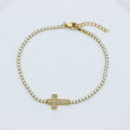 Diamond Encrusted Zircon Cross Bracelet