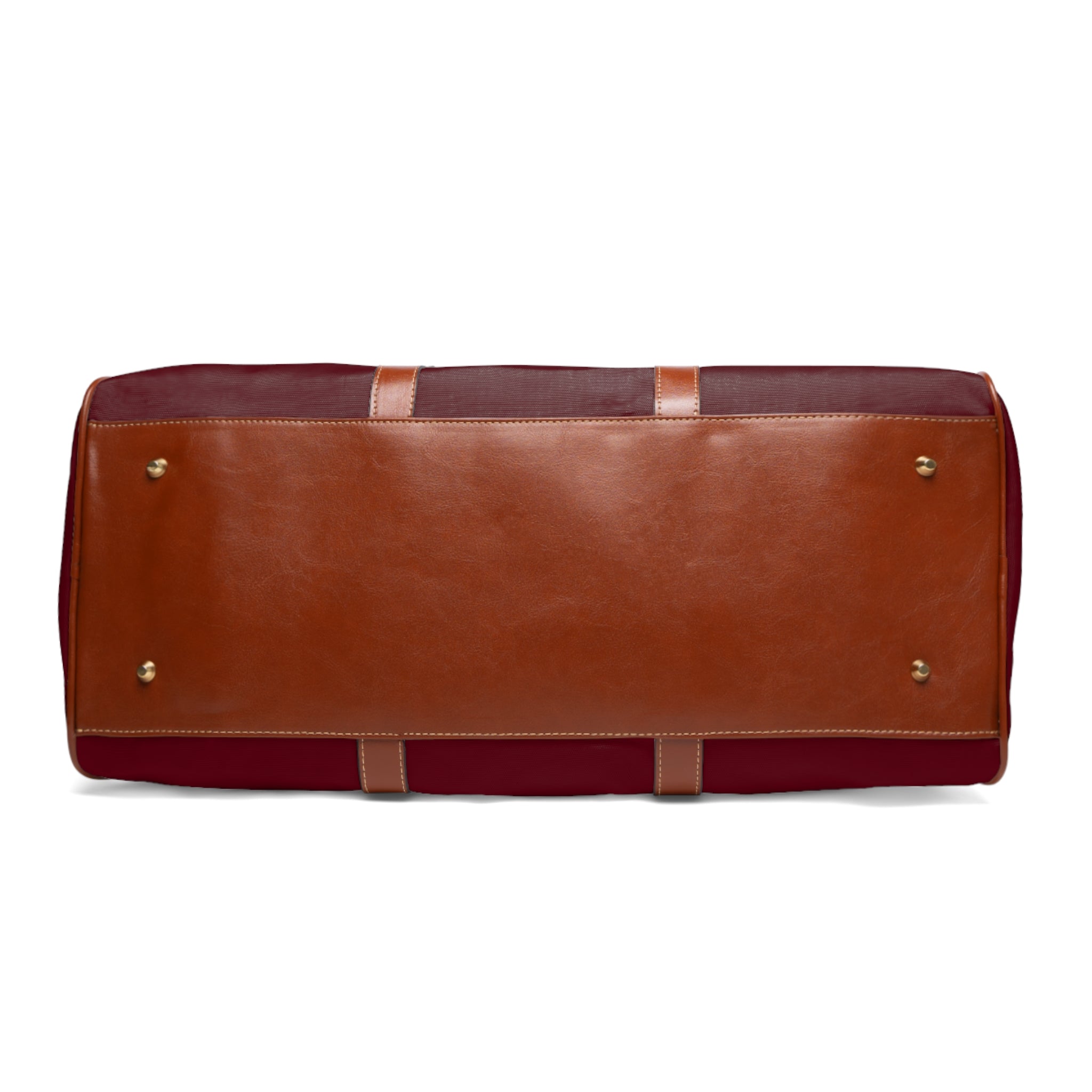 Waterproof Travel Bag — Burgundy Weekender Duffle with Leather Trim