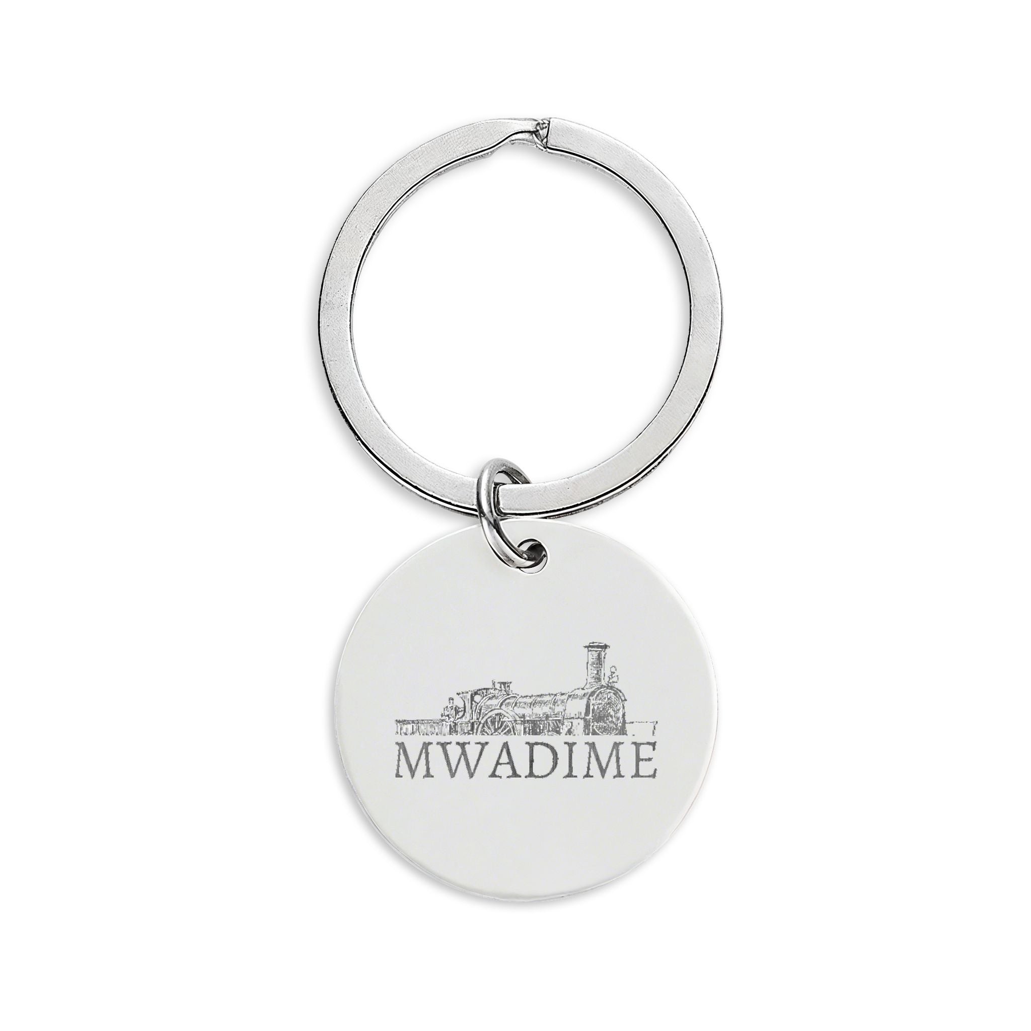 Engravable Stainless Steel Round Keychain — Personalized Name & Photo Keyring