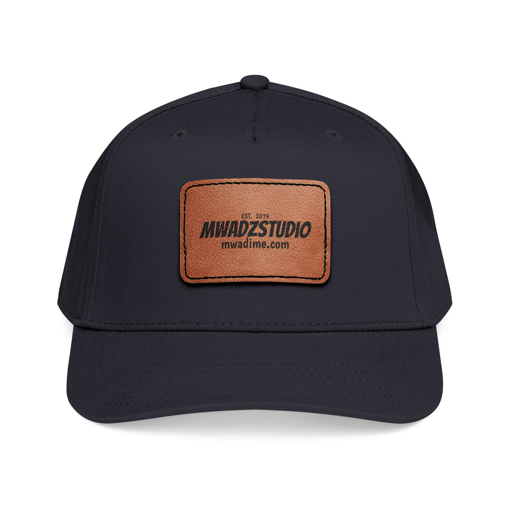 Leather Patch Baseball Cap — Mid Profile Trucker Hat with Rectangular Leather Logo