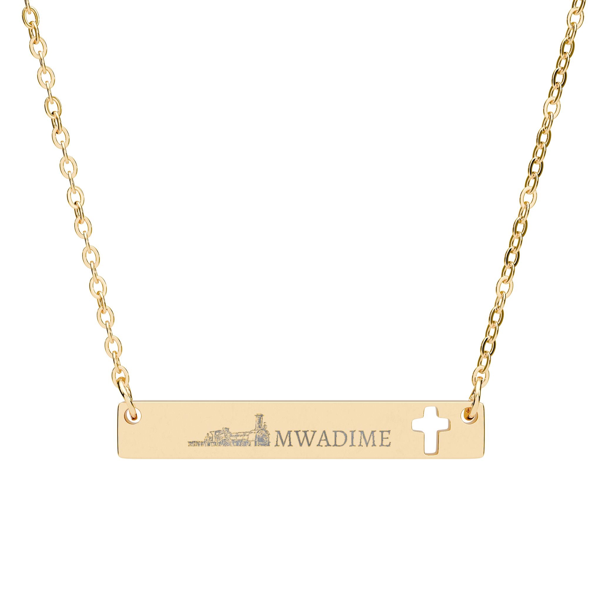 Engraved Cutout Cross Bar Necklace — Christian Faith Pendant