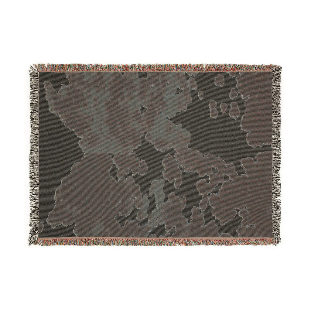 Abstract Camouflage Woven Blanket — Rustic Brown & Black Throw for Living Room, Cabin or Outdoor Use