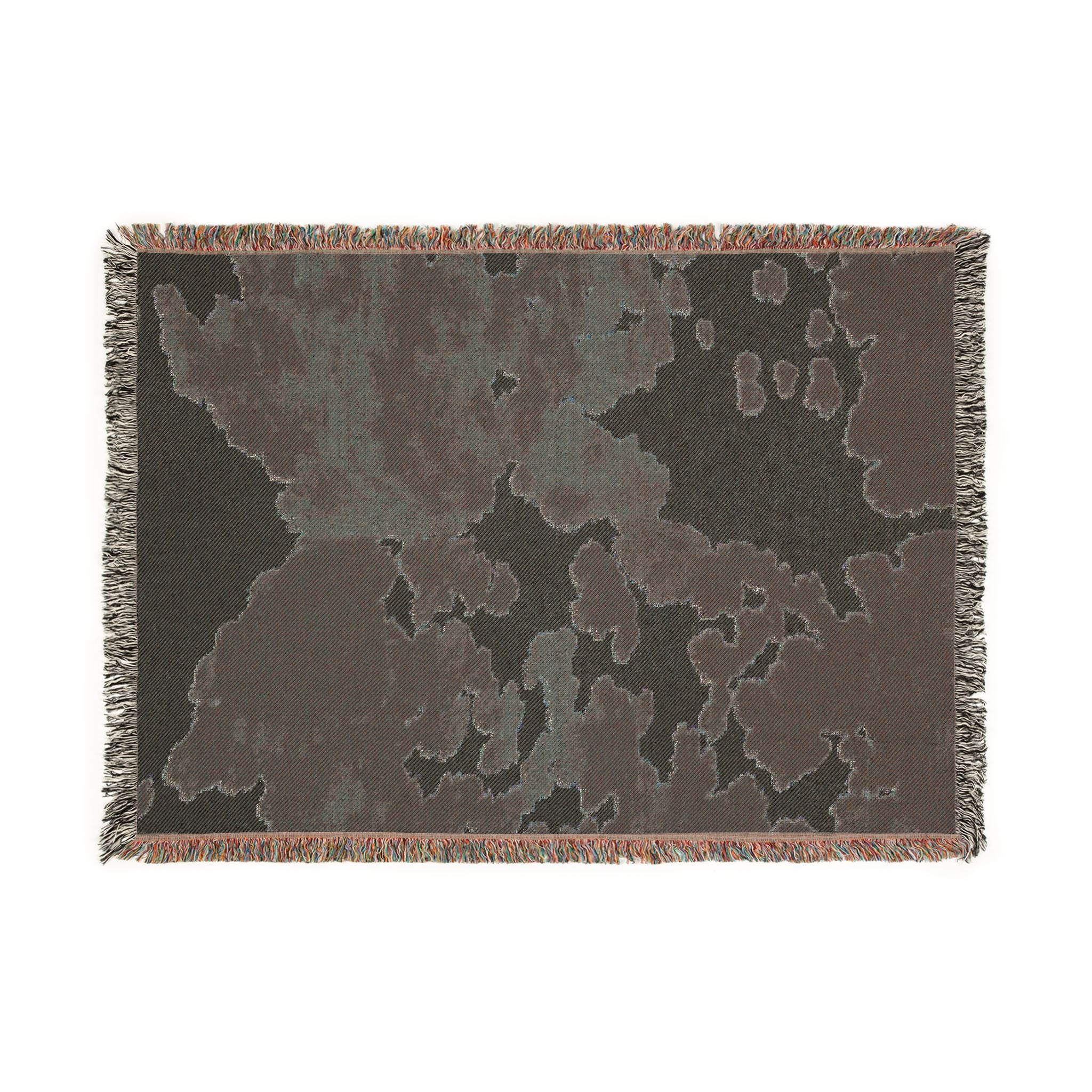 Abstract Camouflage Woven Blanket — Rustic Brown & Black Throw for Living Room, Cabin or Outdoor Use