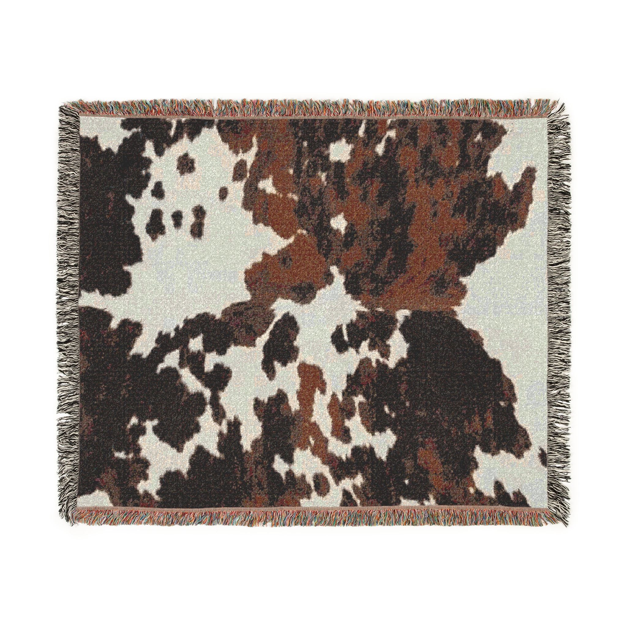 Abstract Camouflage Woven Blanket — Rustic Brown & Black Throw for Living Room, Cabin or Outdoor Use