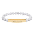 Engraved Natural Stone Bead Bar Bracelet — Personalized Stretch Bracelet