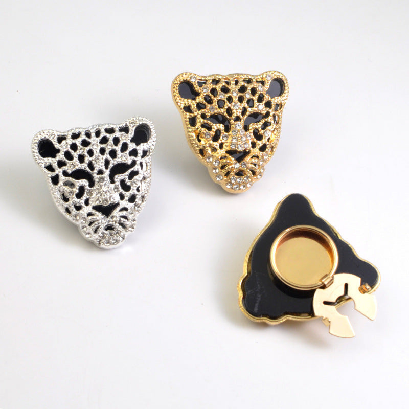 Leopard Head Rhinestone Button Covers for Shirt Cuff