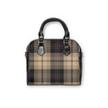 Plaid Shoulder Handbag — Classic Beige & Navy Tote Purse