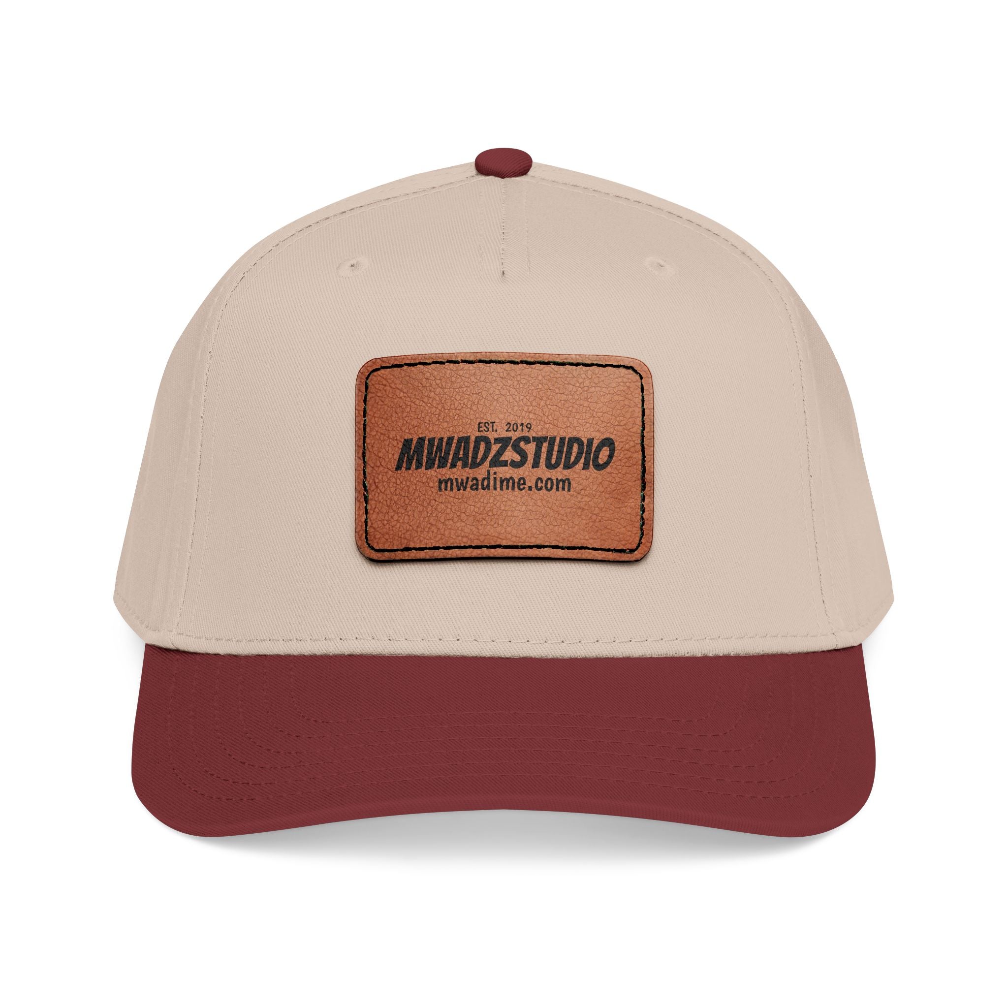 Leather Patch Baseball Cap — Mid Profile Trucker Hat with Rectangular Leather Logo