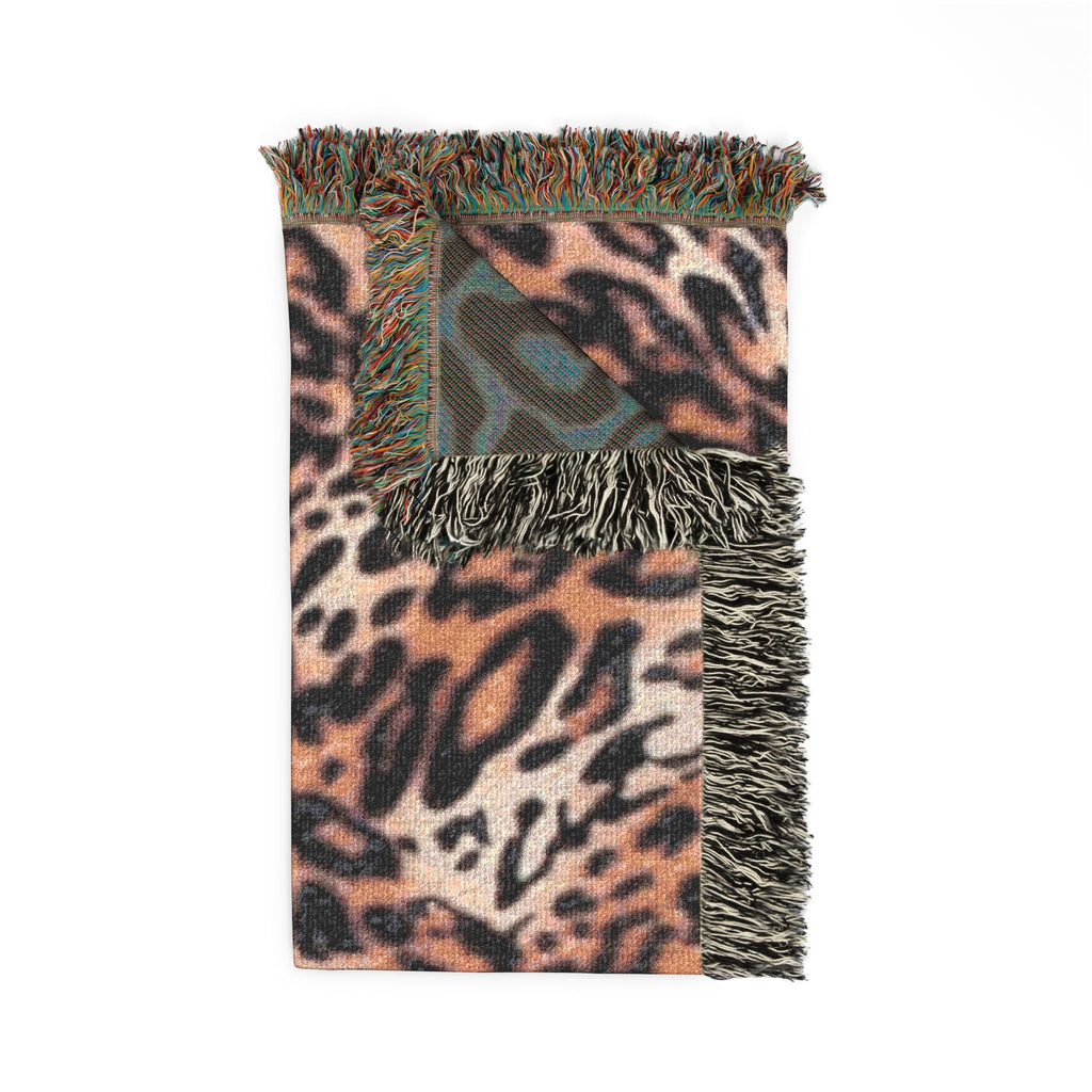 Leopard Print Woven Blanket — Cozy Animal Print Throw for Living Room & Bedroom