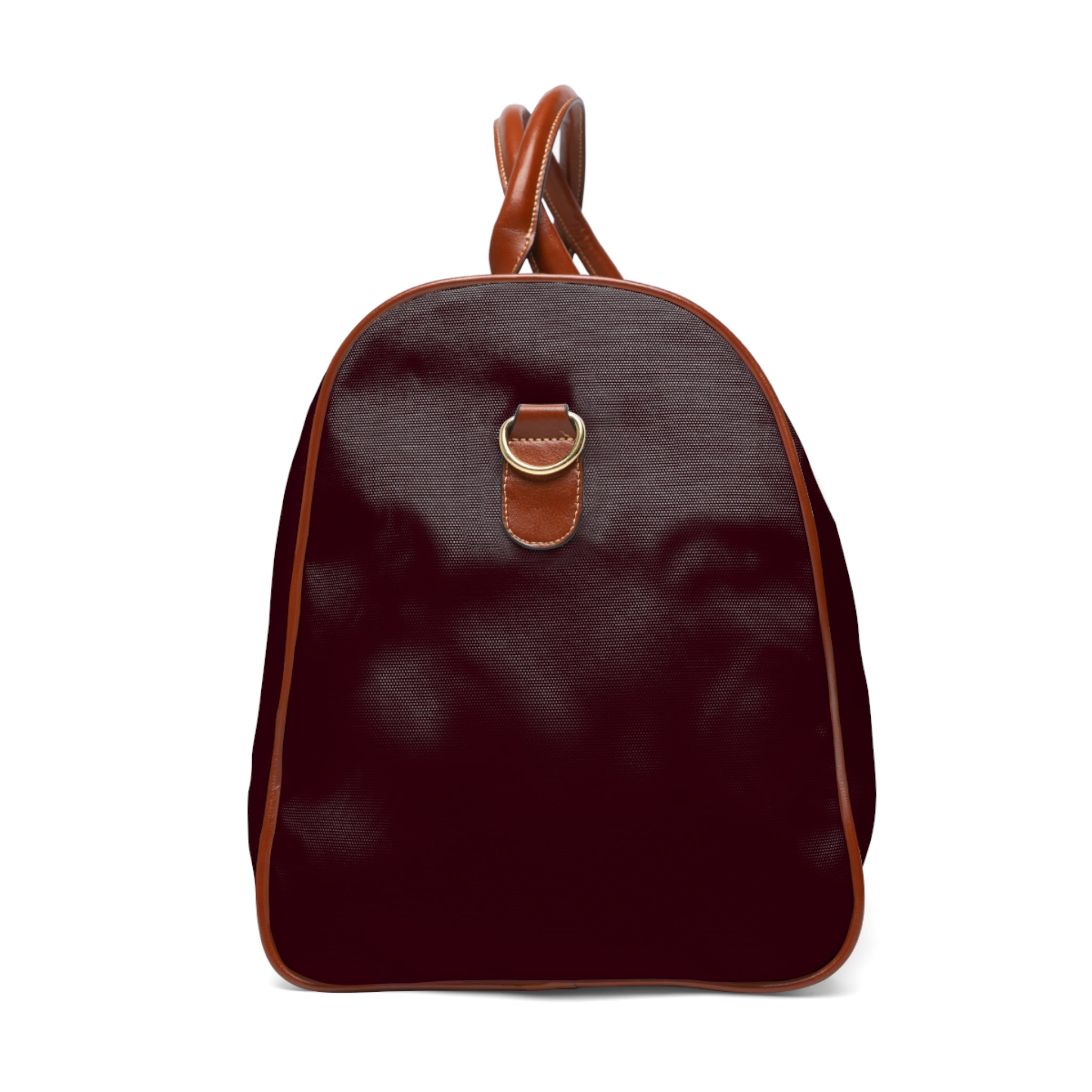 Burgundy Travel Duffel Bag – Waterproof Weekender with Leather Handles (Mwadime Logo)