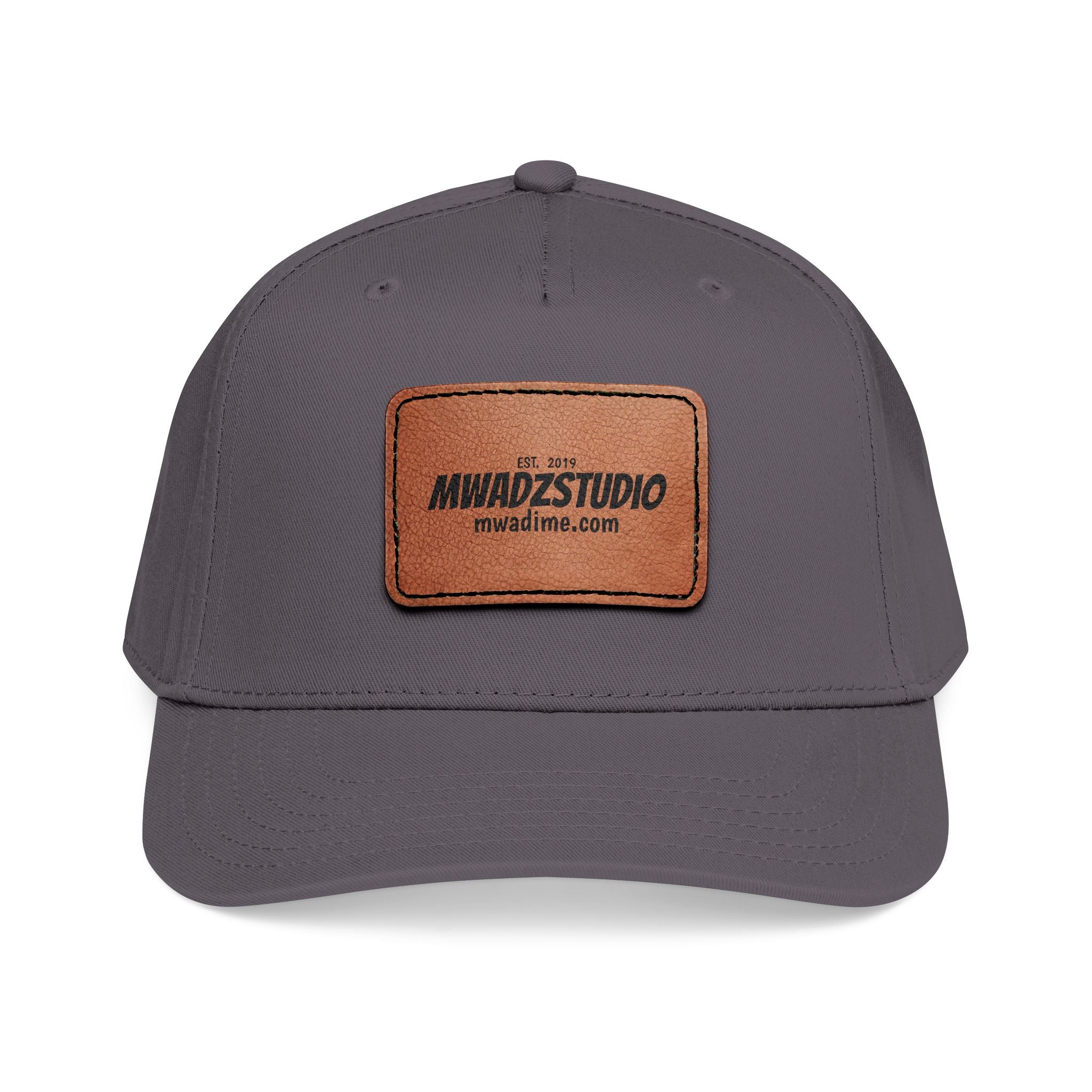 Leather Patch Baseball Cap — Mid Profile Trucker Hat with Rectangular Leather Logo