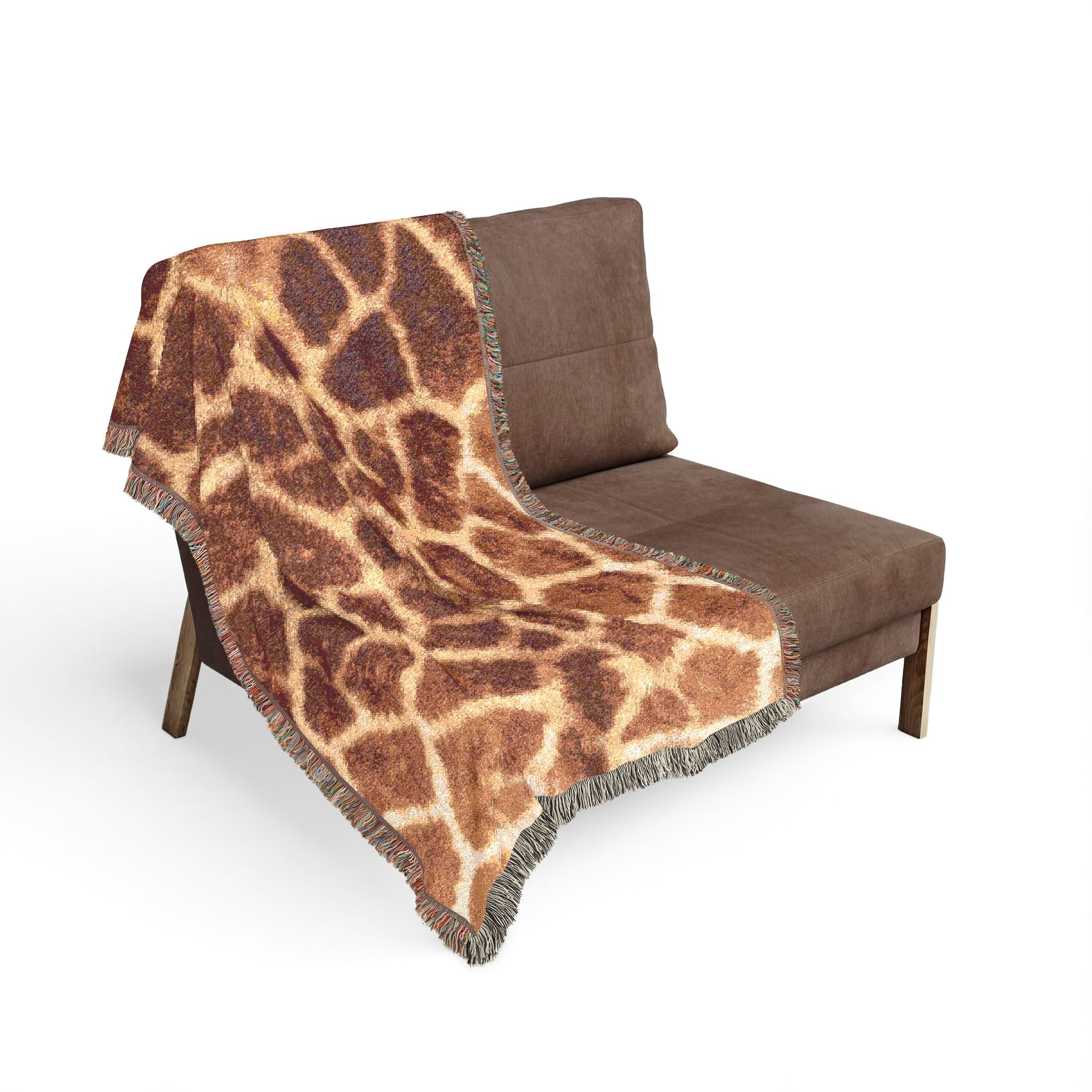 Giraffe Print Woven Blanket — Cozy Animal Pattern Throw for Living Room & Travel
