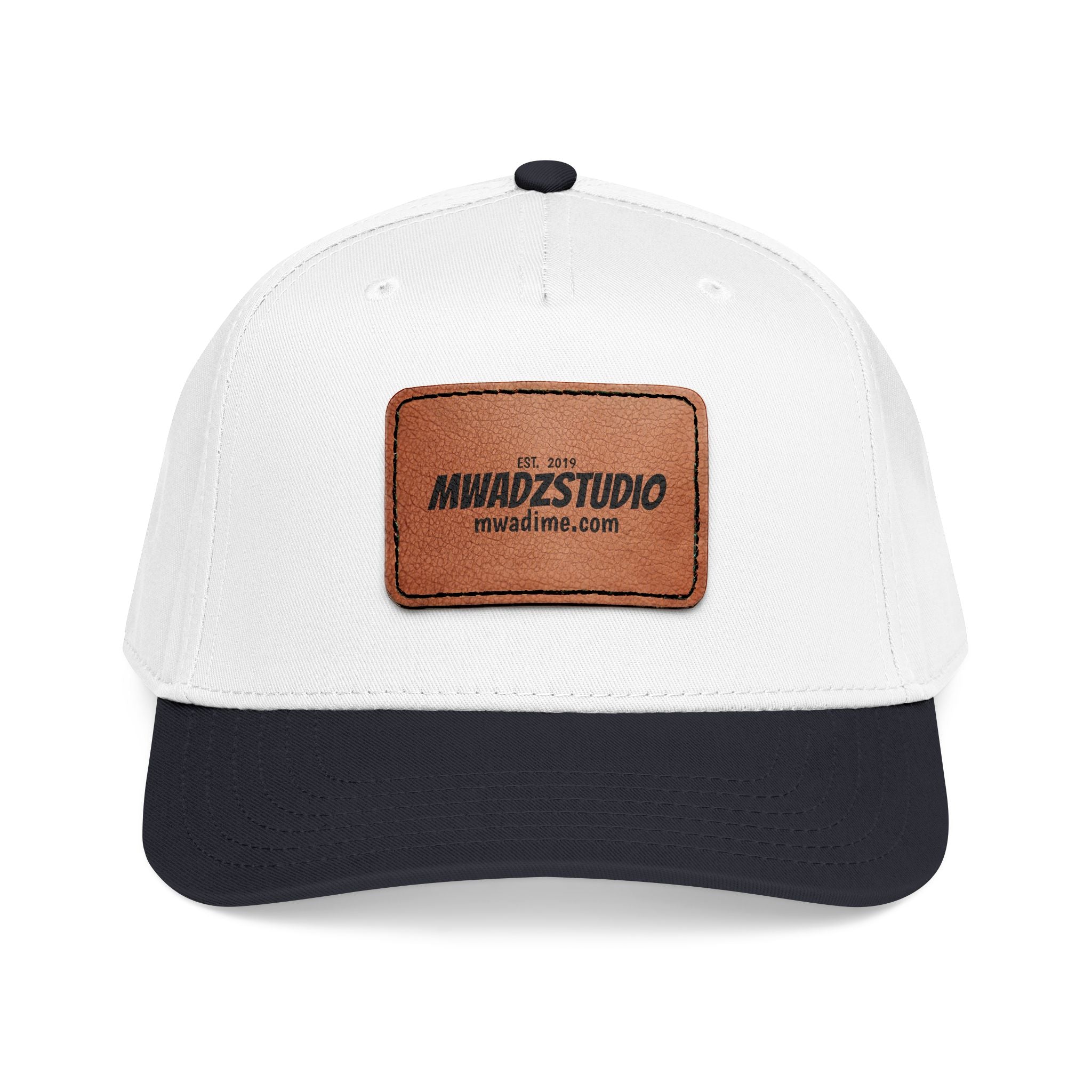 Leather Patch Baseball Cap — Mid Profile Trucker Hat with Rectangular Leather Logo