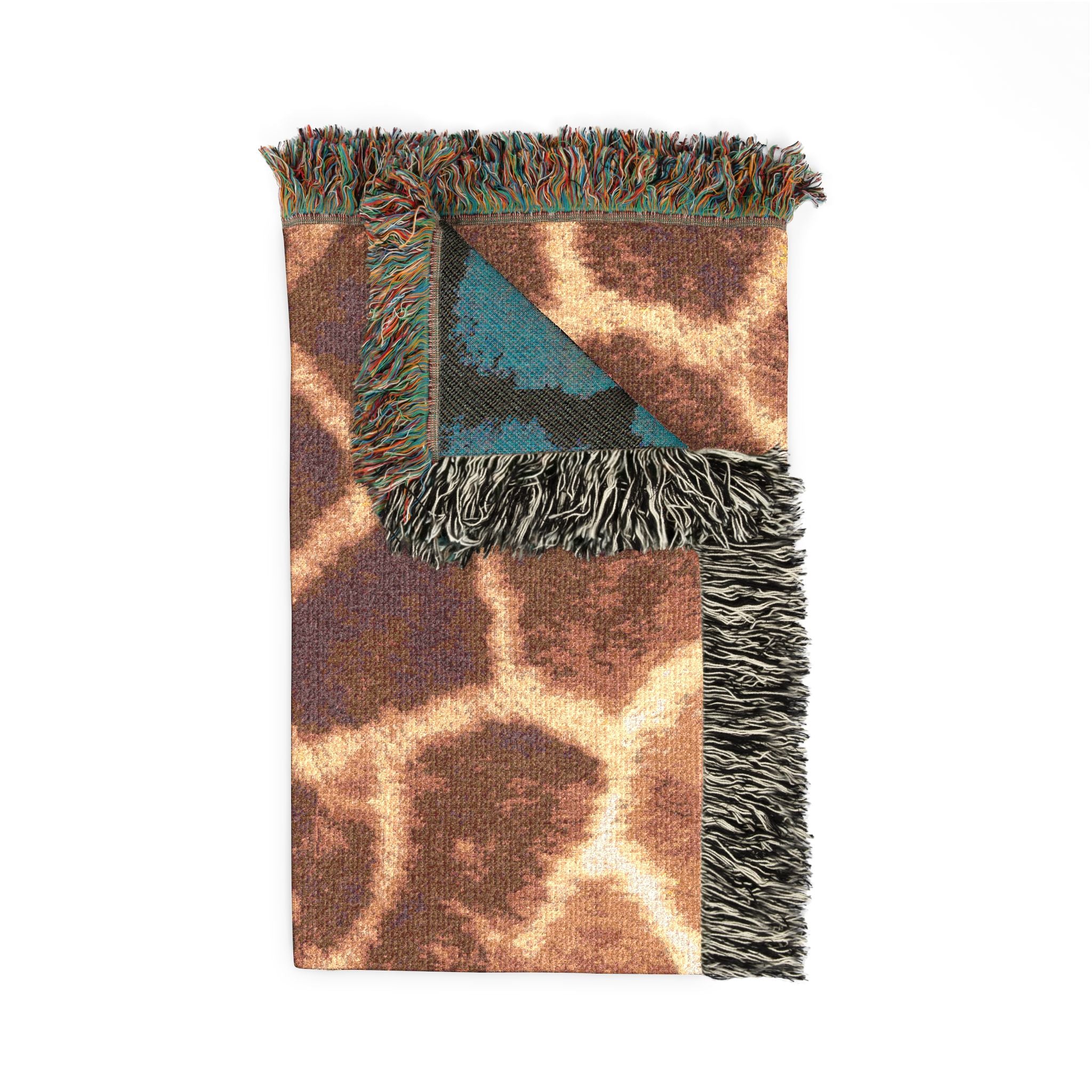 Giraffe Print Woven Blanket — Cozy Animal Pattern Throw for Living Room & Travel