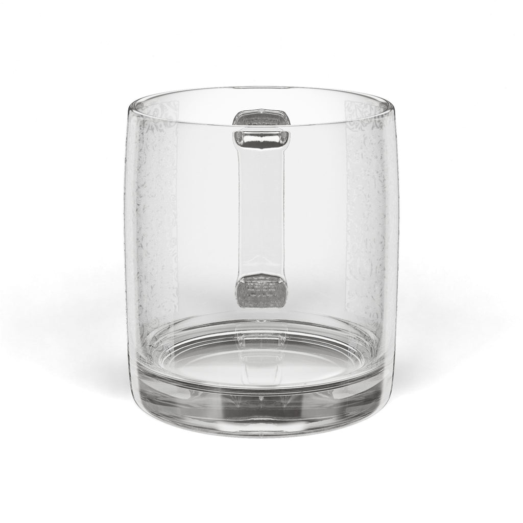 Engraved Floral Glass Coffee Mug, 12.25oz Engraved Floral