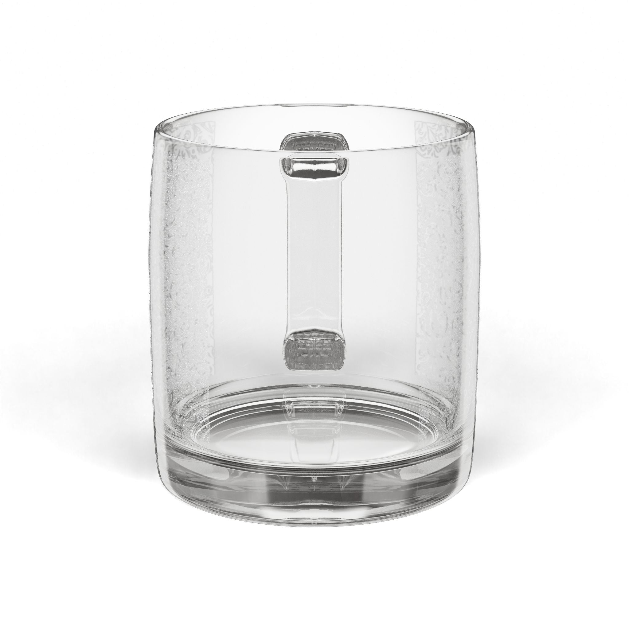 Engraved Floral Glass Coffee Mug, 12.25oz Engraved Floral