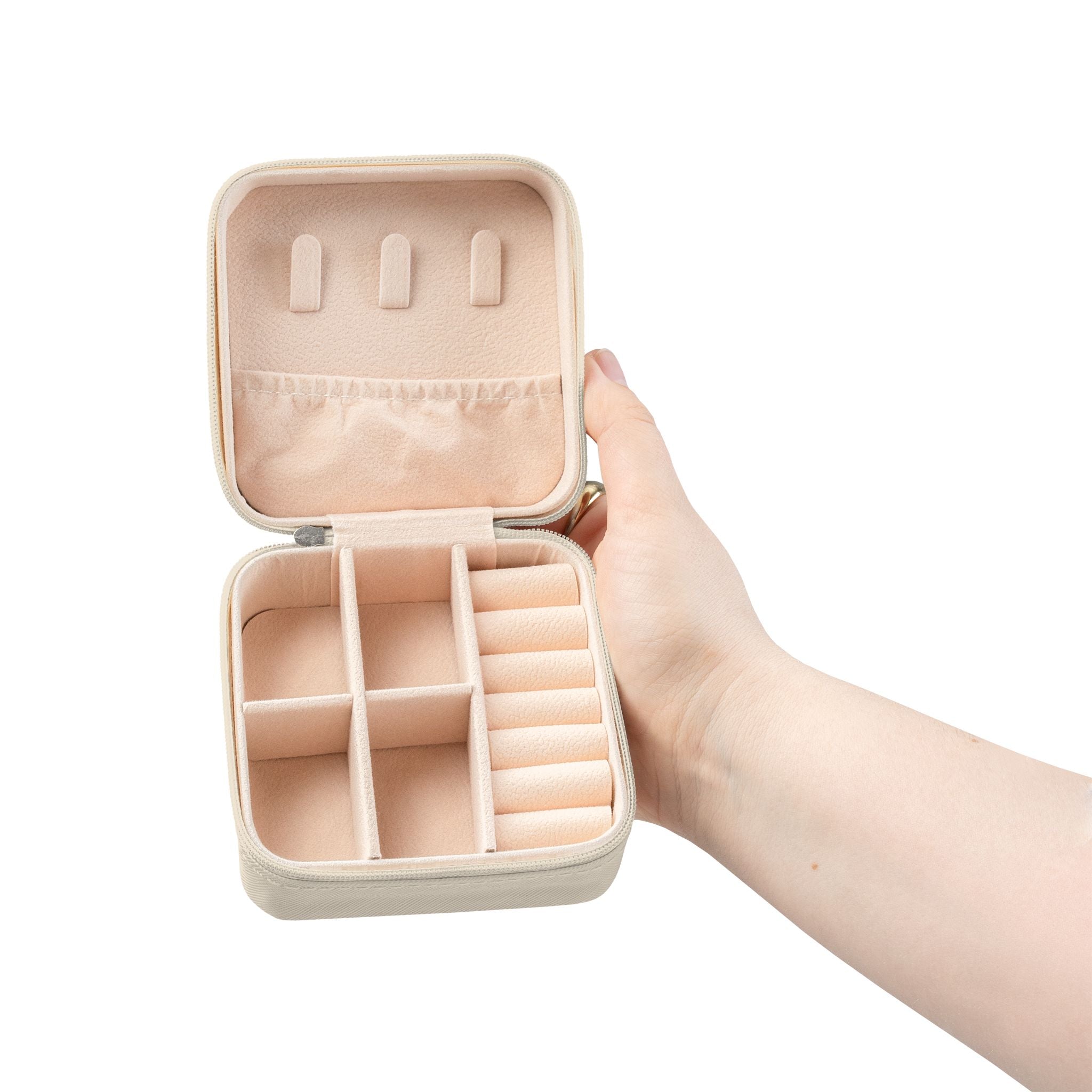Travel Jewelry Case — Compact Cowhide Pattern Jewelry Organizer for Rings, Earrings & Necklaces
