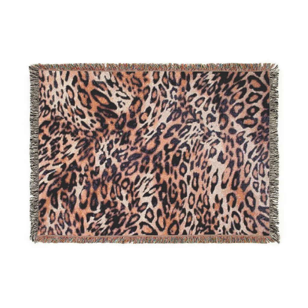 Leopard Print Woven Blanket — Cozy Animal Print Throw for Living Room & Bedroom