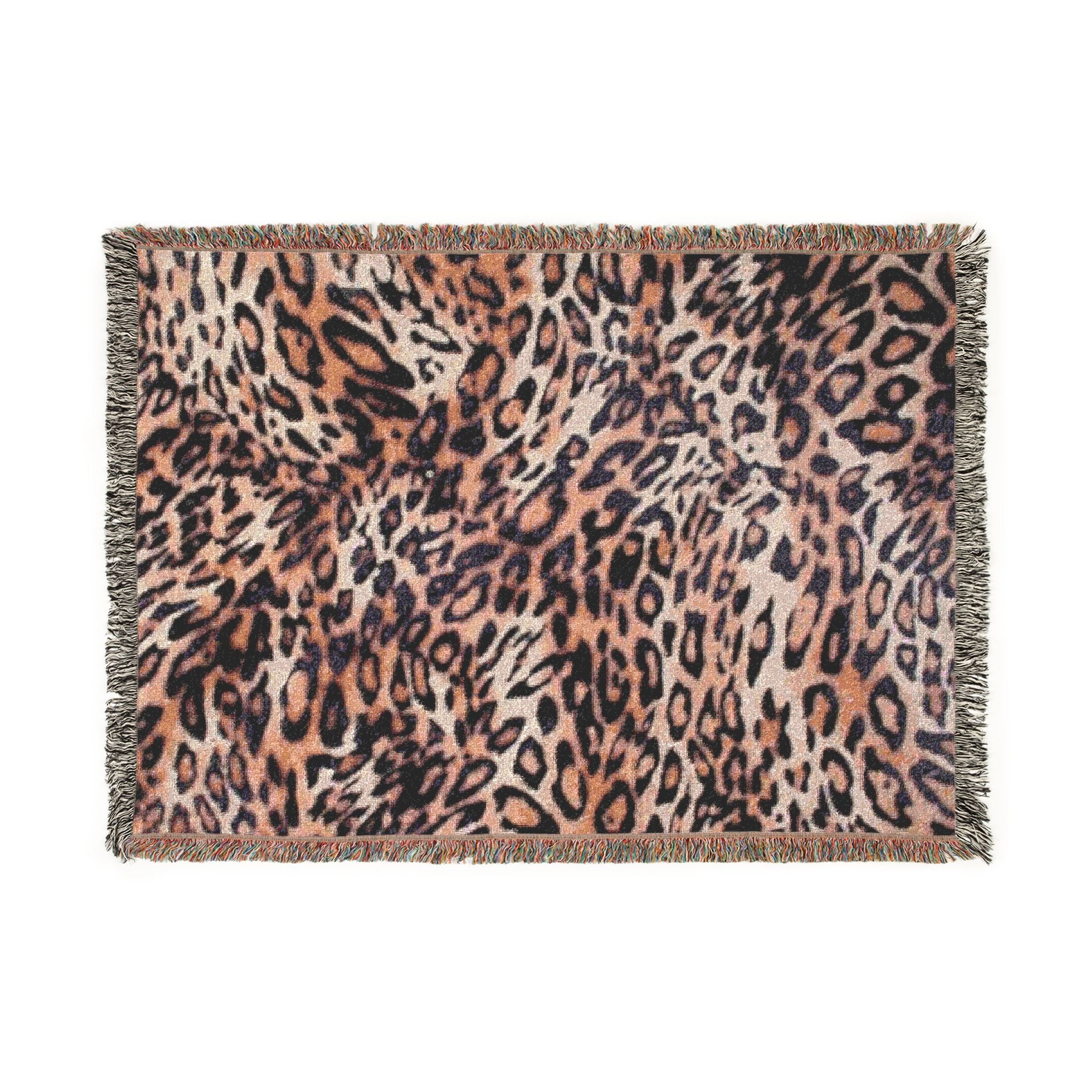 Leopard Print Woven Blanket — Cozy Animal Print Throw for Living Room & Bedroom