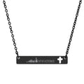 Engraved Cutout Cross Bar Necklace — Christian Faith Pendant