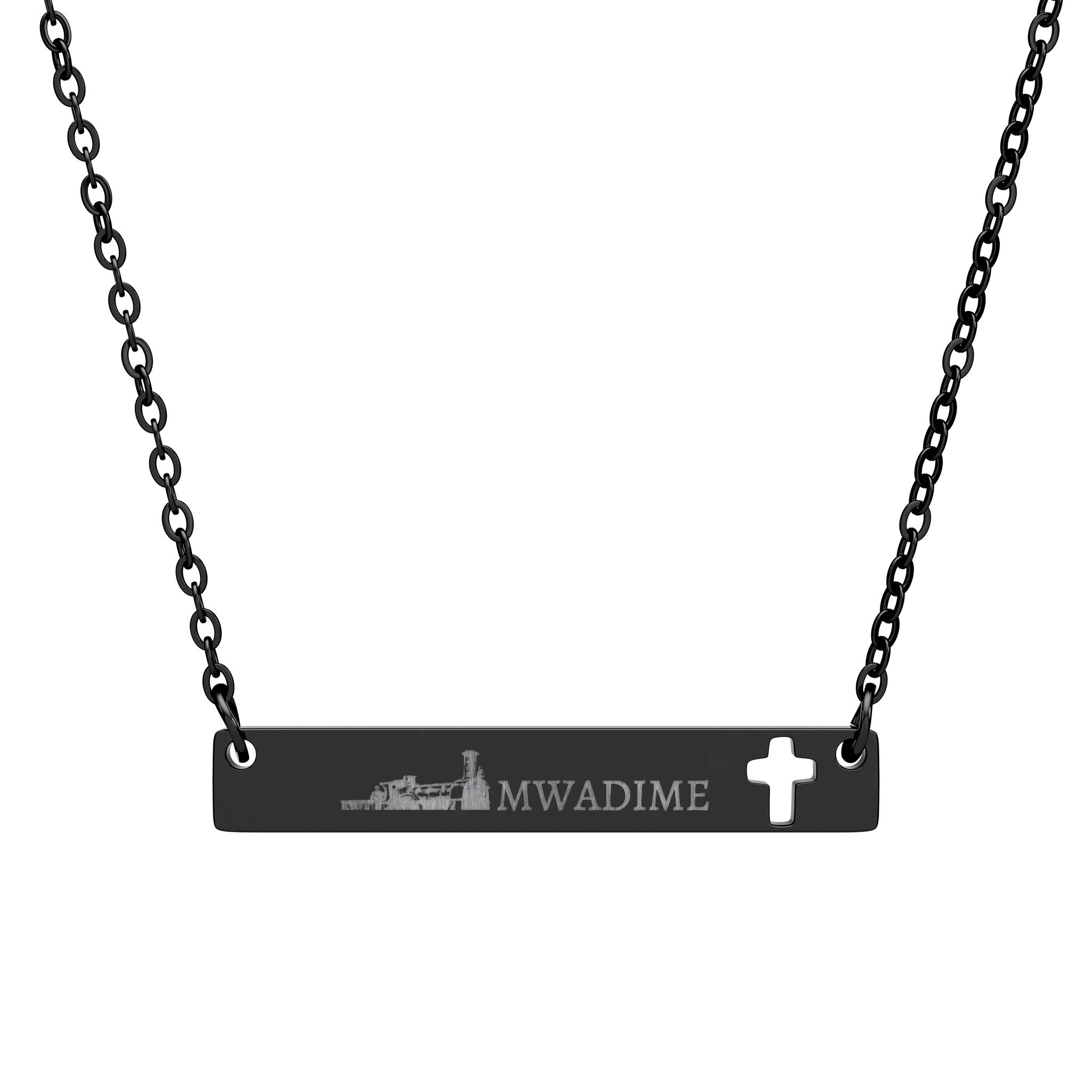 Engraved Cutout Cross Bar Necklace — Christian Faith Pendant