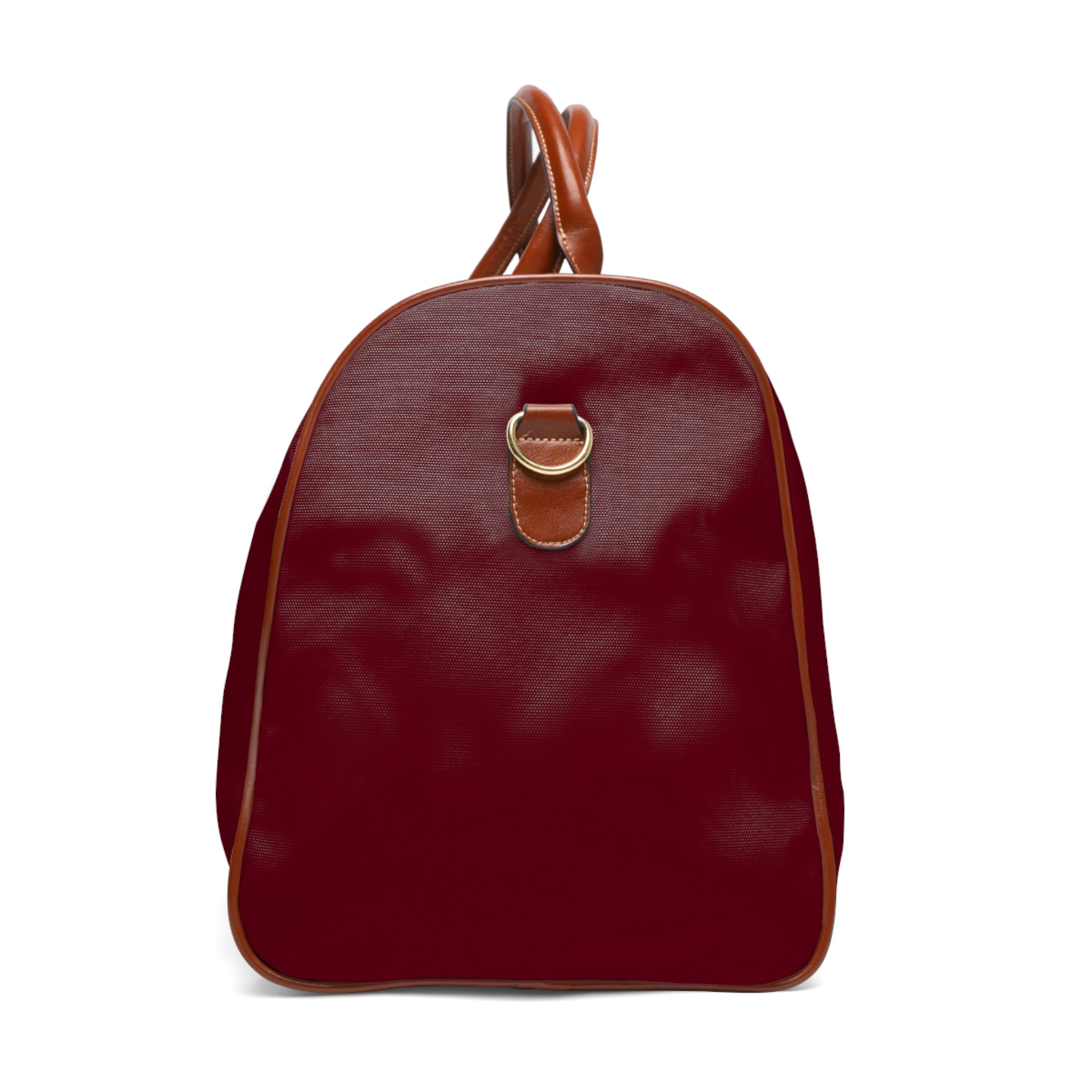 Waterproof Travel Bag — Burgundy Weekender Duffle with Leather Trim