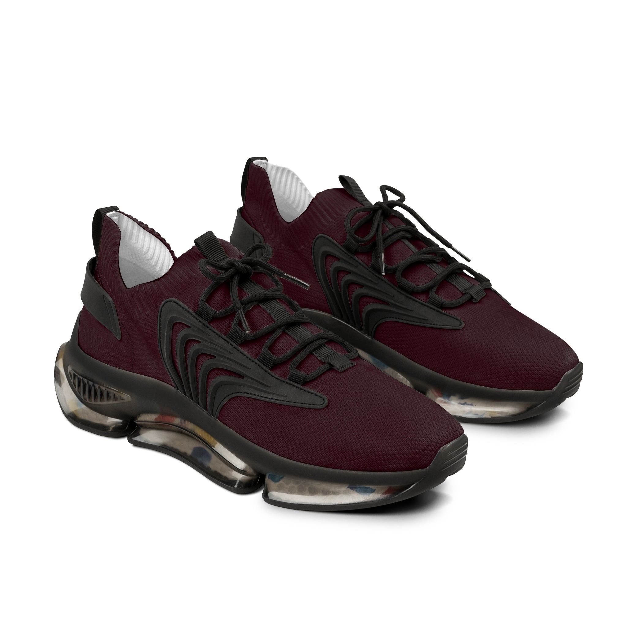Men's Burgundy Mesh Sneakers — Lightweight Breathable Athletic Shoes