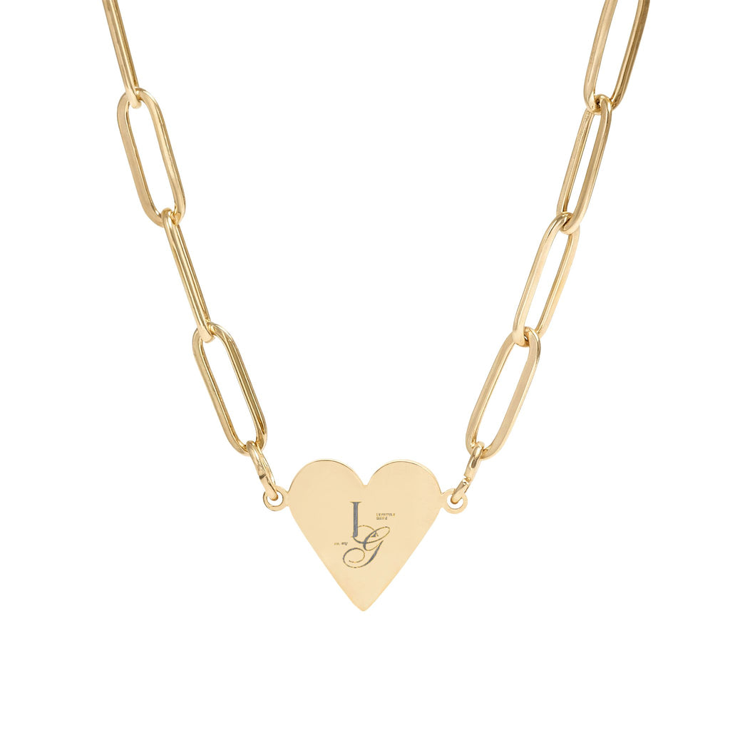 Heart Paperclip Necklace — Engravable Rose Gold Heart Pendant