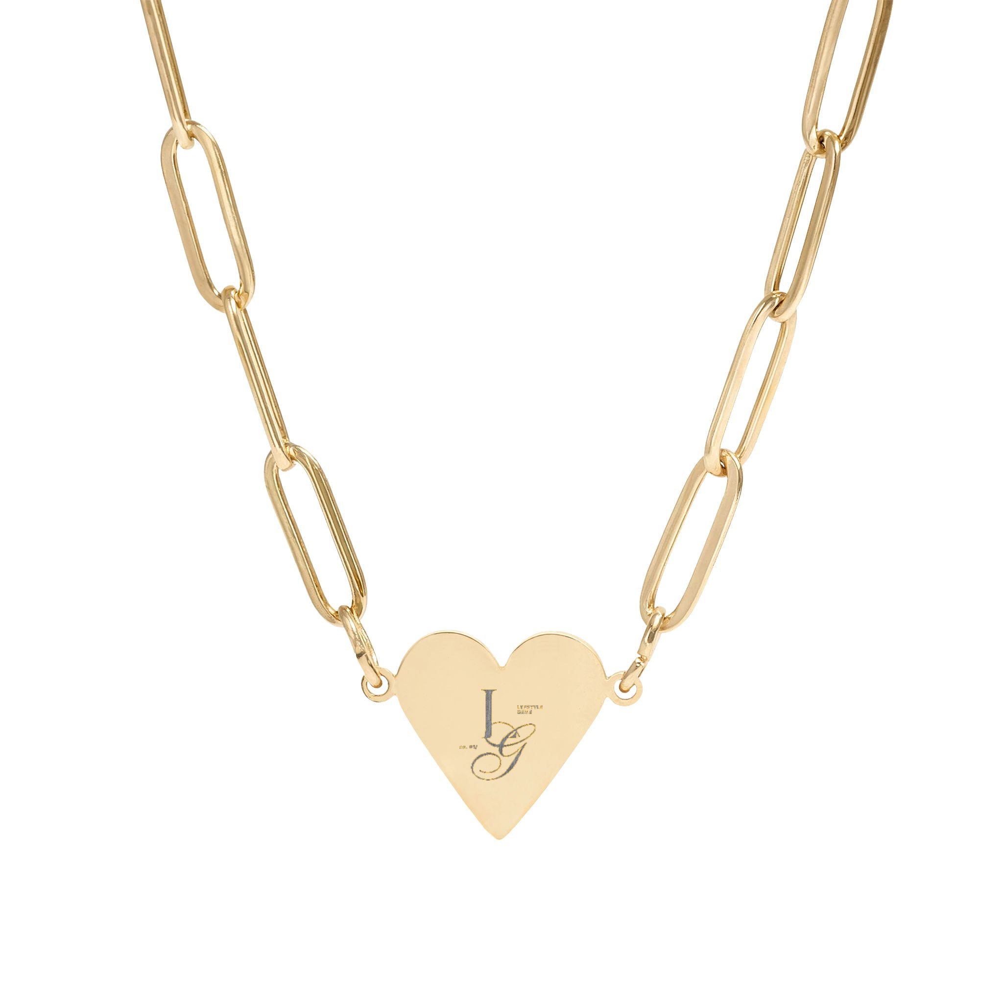 Heart Paperclip Necklace — Engravable Rose Gold Heart Pendant