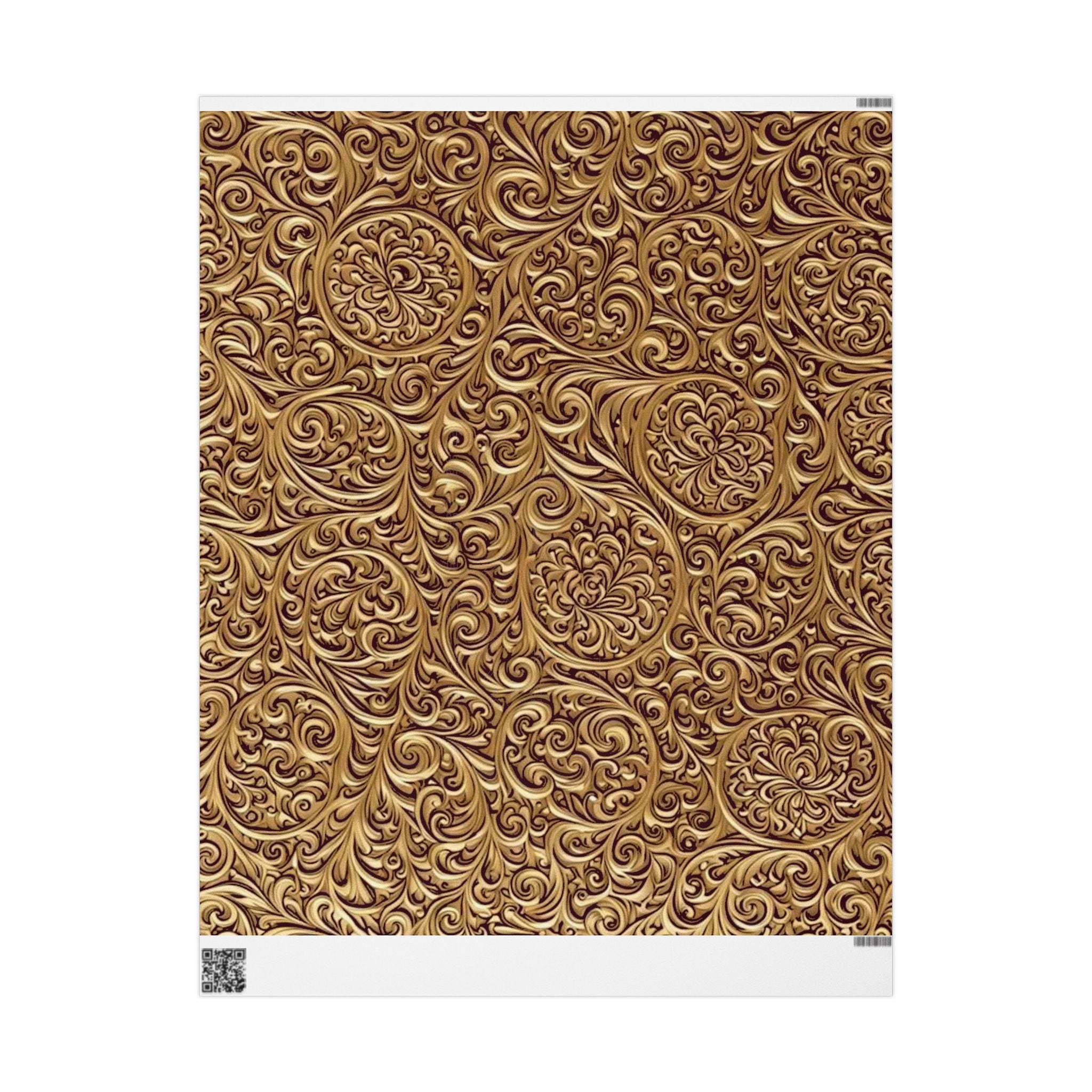 Gold Baroque Wrapping Paper – Elegant Vintage Scroll Gift Wrap