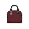 Black Cherry Maroon Leatherette Shoulder Handbag — Elegant Structured Purse for Women