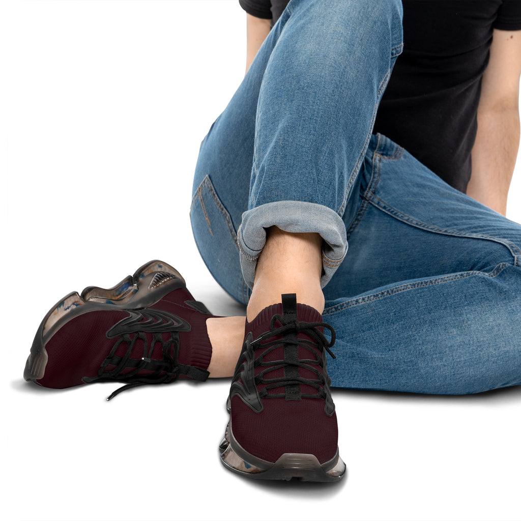 Men's Burgundy Mesh Sneakers — Lightweight Breathable Athletic Shoes