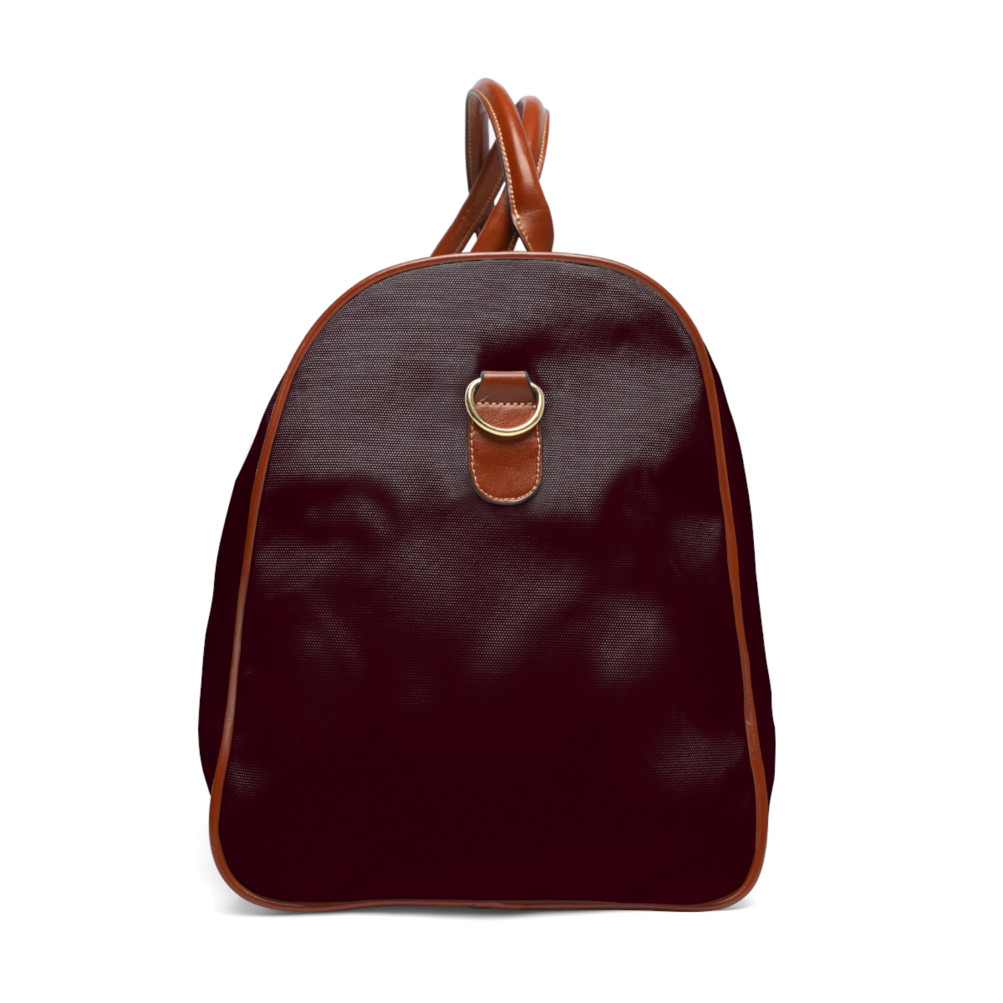Burgundy Travel Duffel Bag – Waterproof Weekender with Leather Handles (Mwadime Logo)