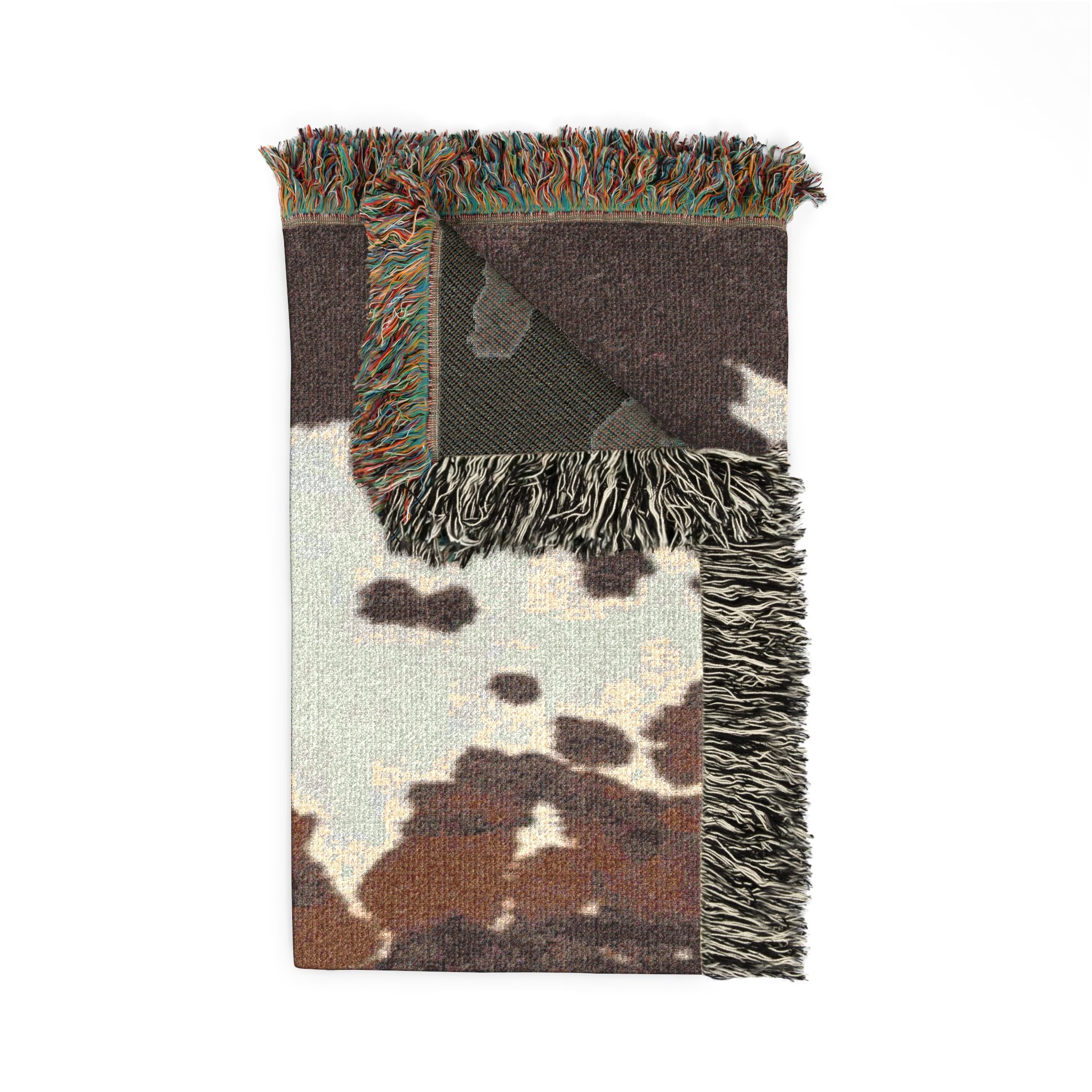 Abstract Camouflage Woven Blanket — Rustic Brown & Black Throw for Living Room, Cabin or Outdoor Use