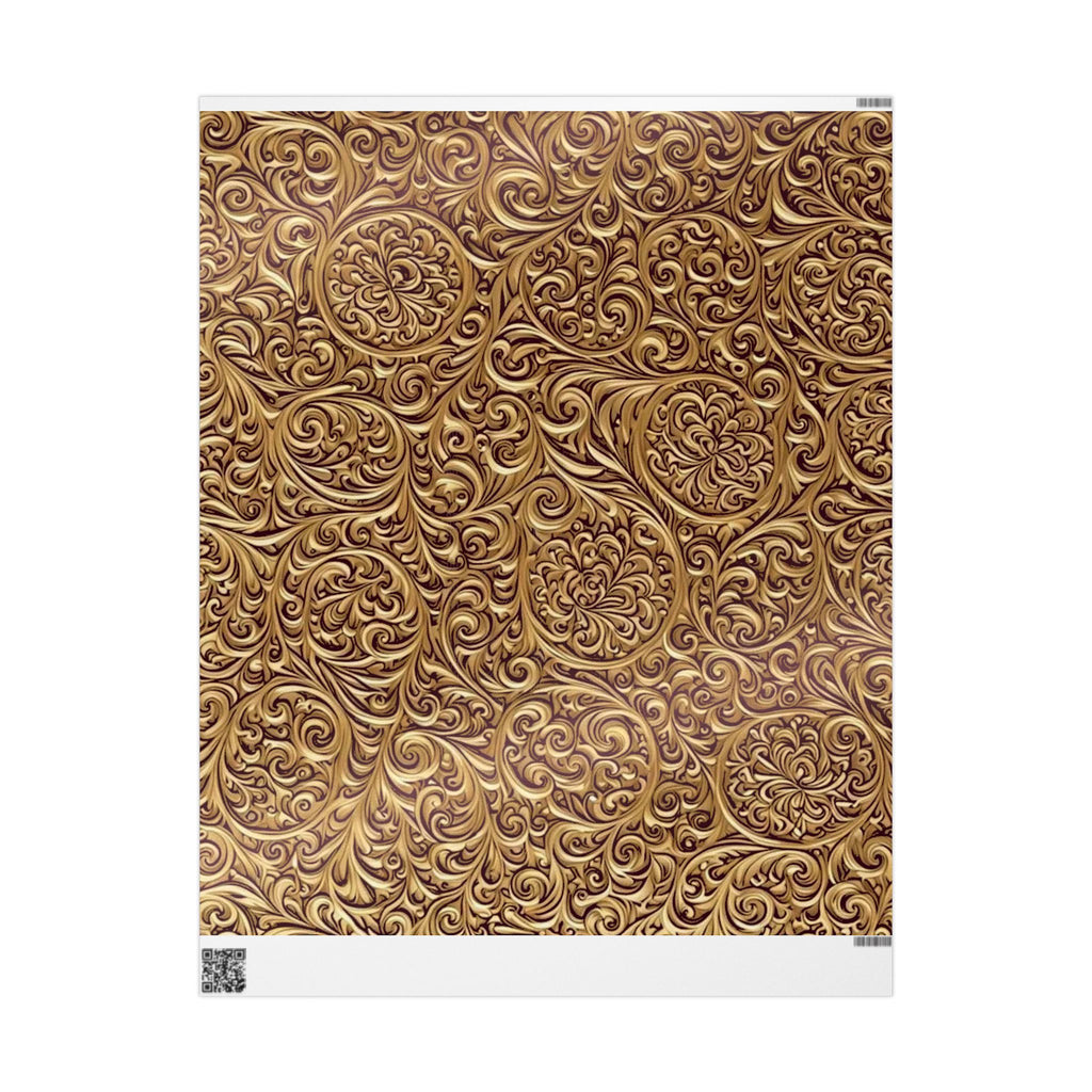 Gold Baroque Wrapping Paper – Elegant Vintage Scroll Gift Wrap