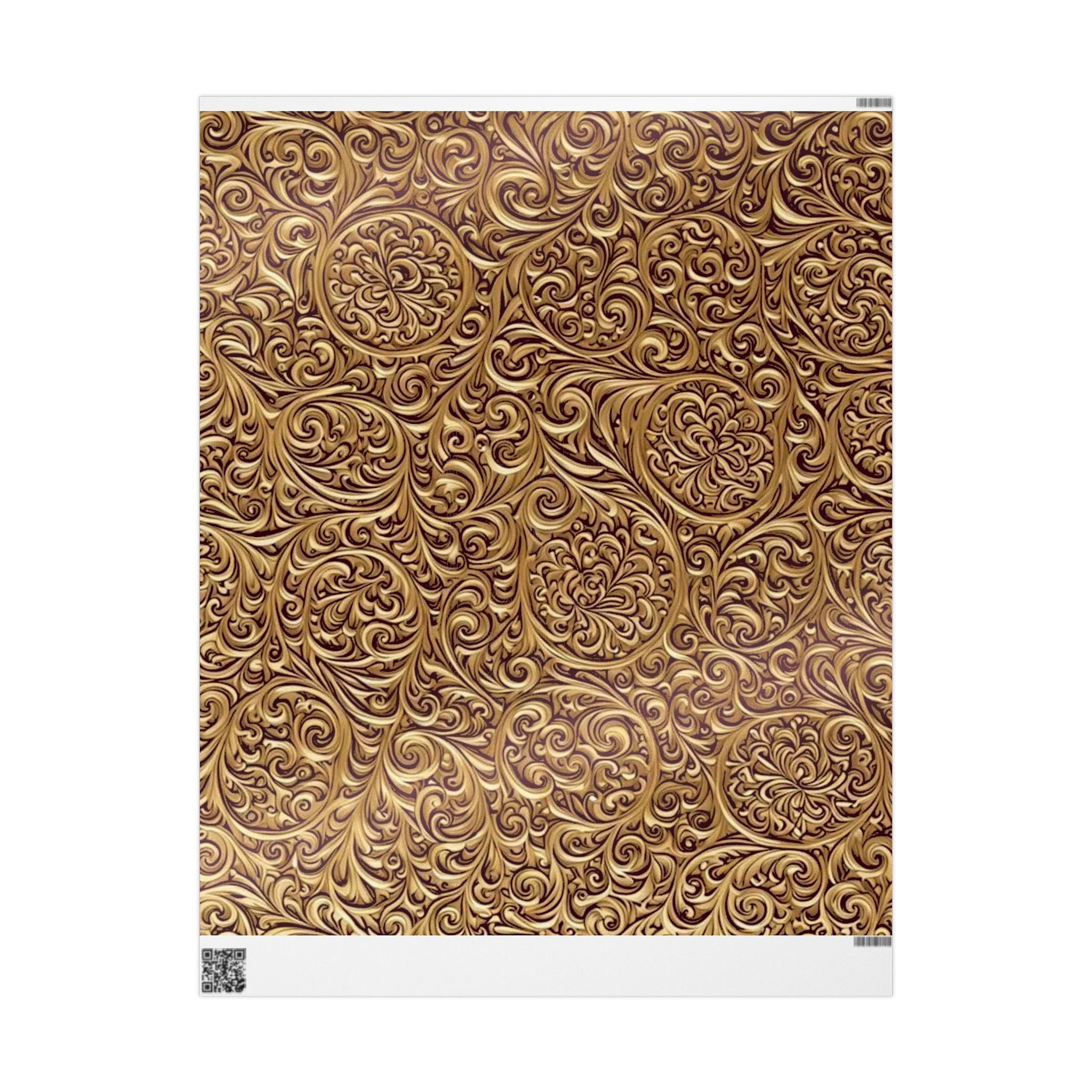 Gold Baroque Wrapping Paper – Elegant Vintage Scroll Gift Wrap