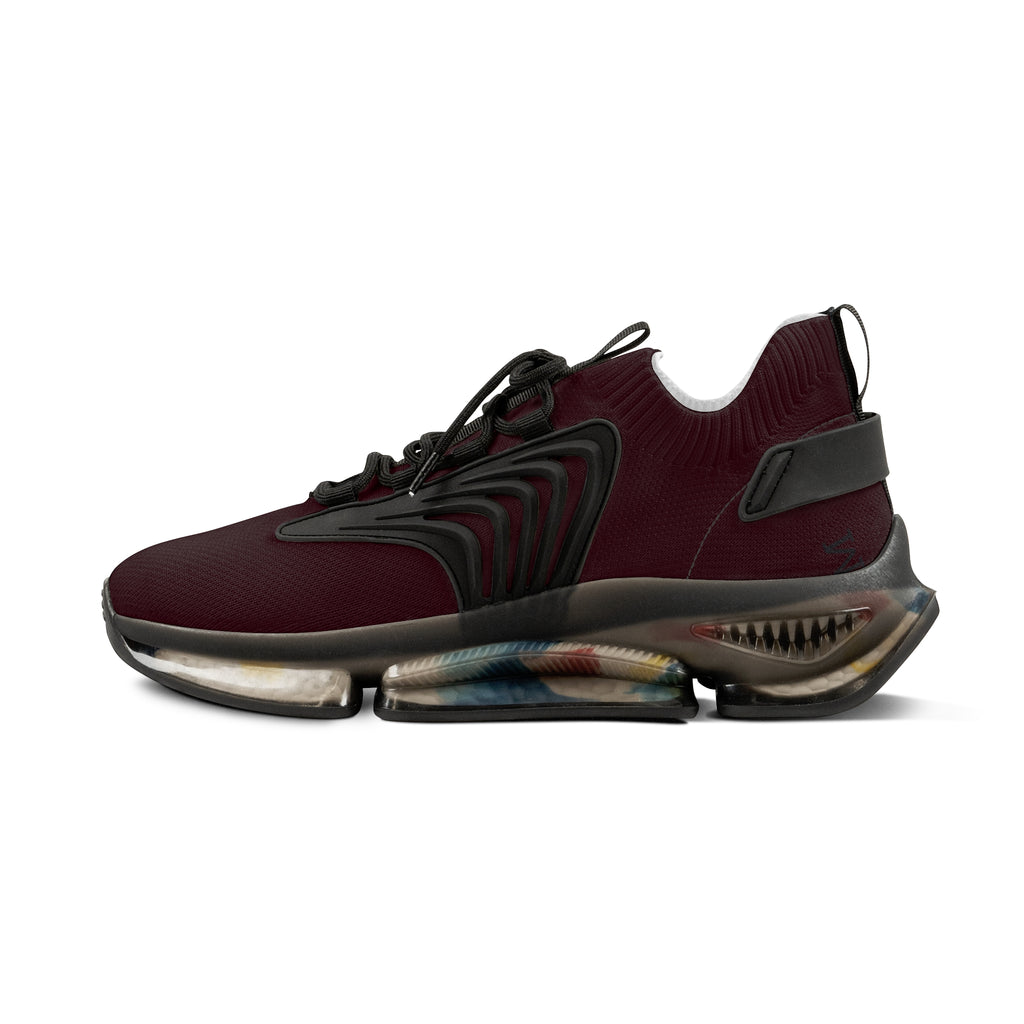 Men's Burgundy Mesh Sneakers — Lightweight Breathable Athletic Shoes