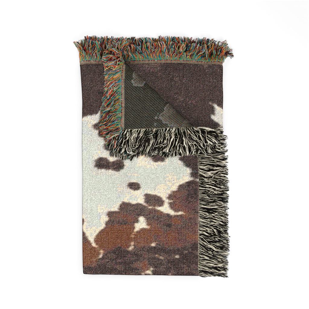 Abstract Camouflage Woven Blanket — Rustic Brown & Black Throw for Living Room, Cabin or Outdoor Use