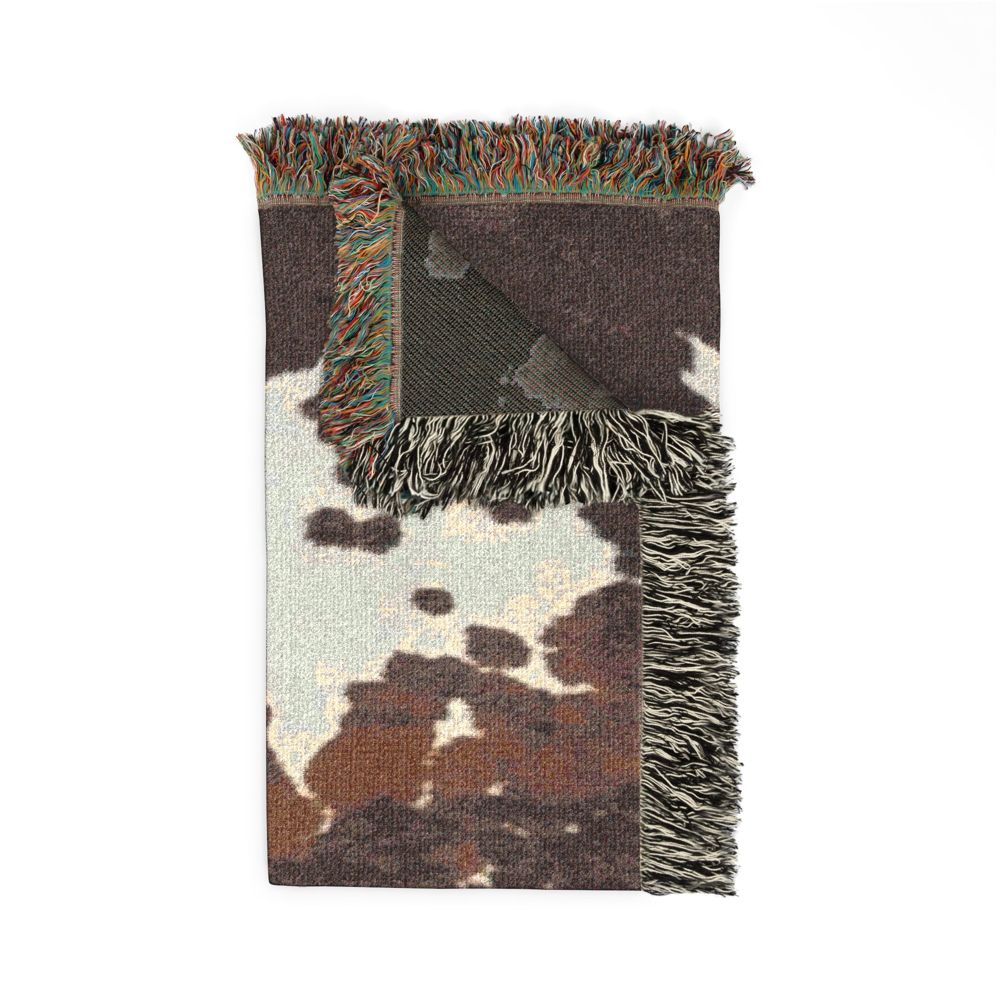 Abstract Camouflage Woven Blanket — Rustic Brown & Black Throw for Living Room, Cabin or Outdoor Use