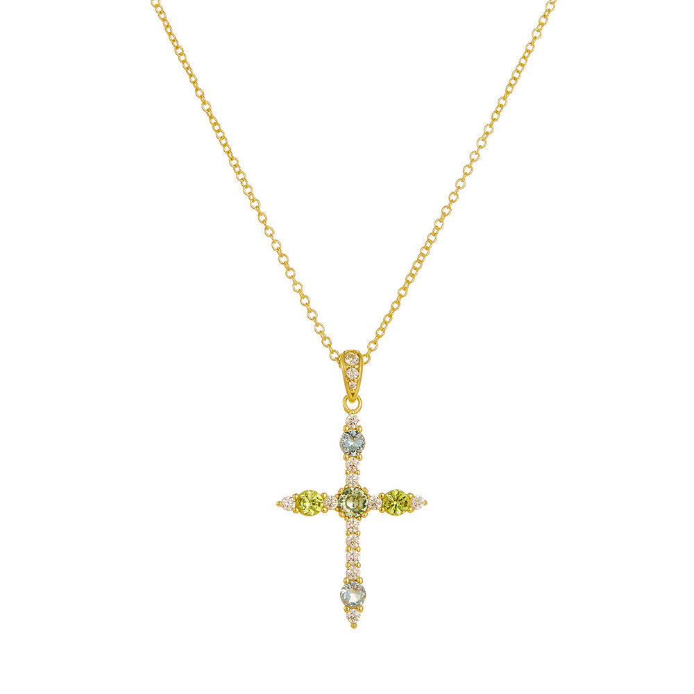 Cross Pendant Necklace with Zircon