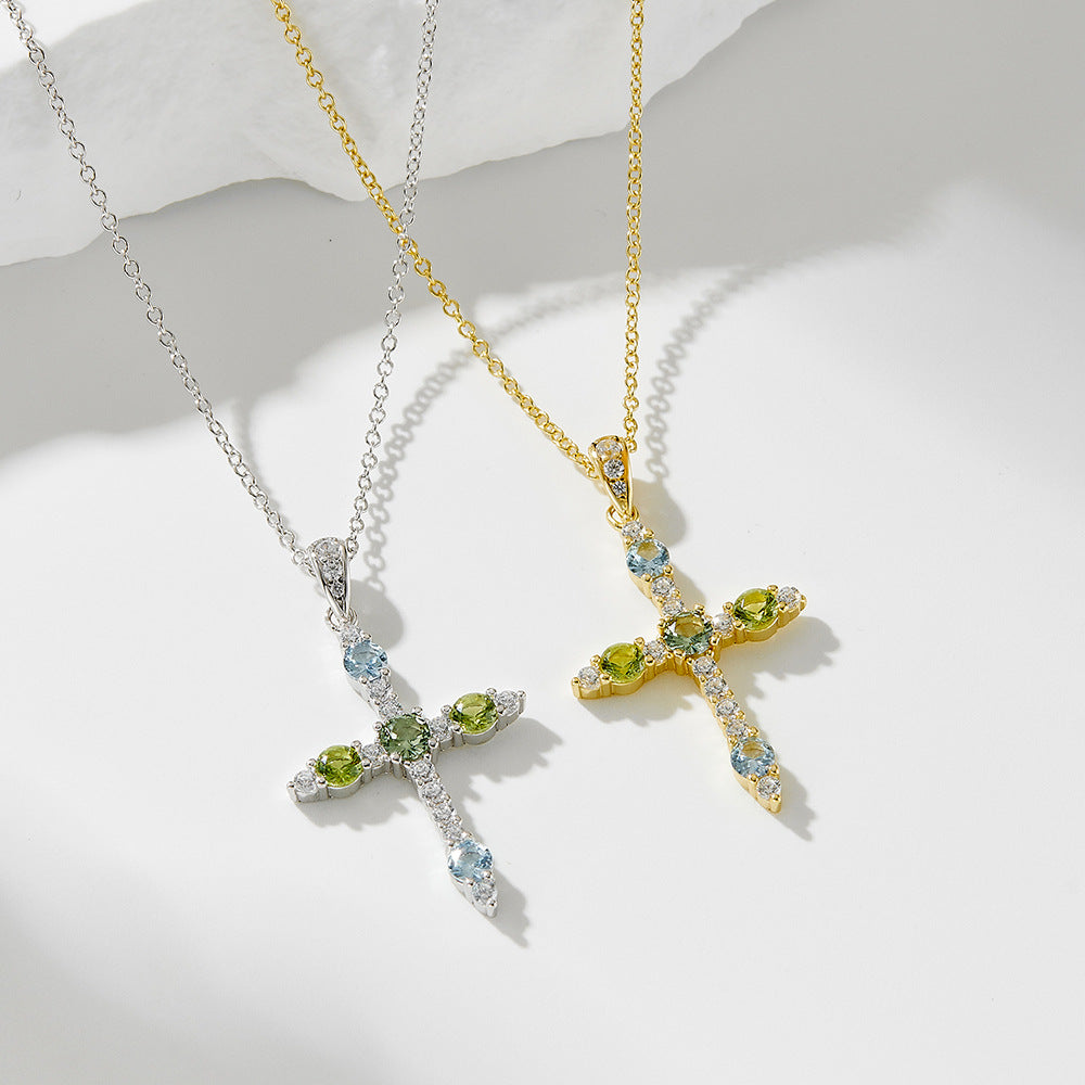 Cross Pendant Necklace with Zircon